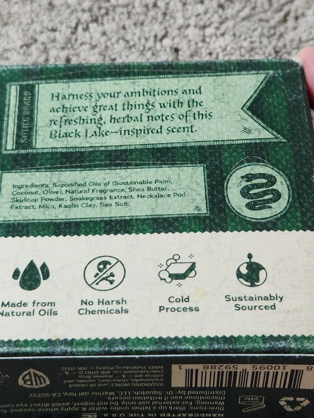 Slytherin SUDS OF THE SLY Men's Natural Soap - Green